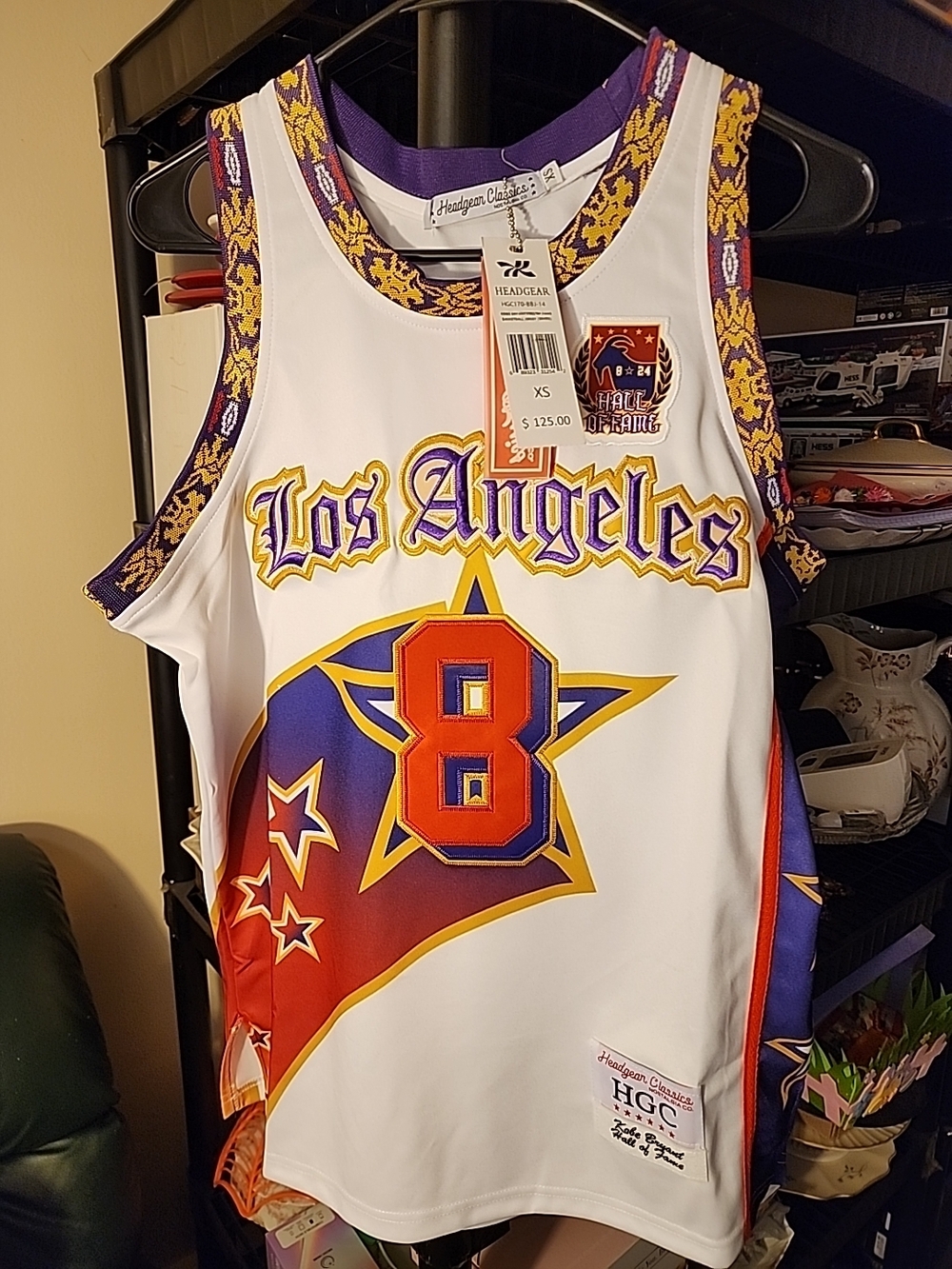Kobe Bryant HGC Los Angeles Lakers Hall Of Fame White Jersey #8 #24 Mens Size XS